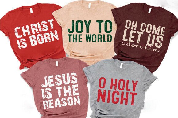 Christian Christmas PNG Bundle, Jesus Is: Graphics for T-Shirt Designs That Speak to Faith and Festivity