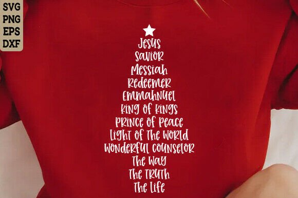 Christian Christmas Tree SVG & Jesus SVG Graphics for T-Shirt Designs