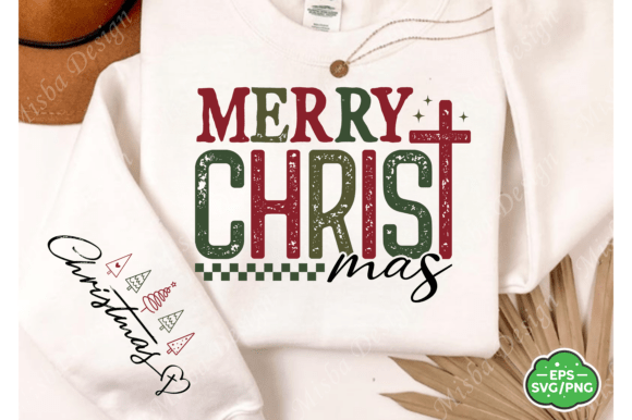 Christian Merry Christmas Sleeve Graphics & T-Shirt Designs