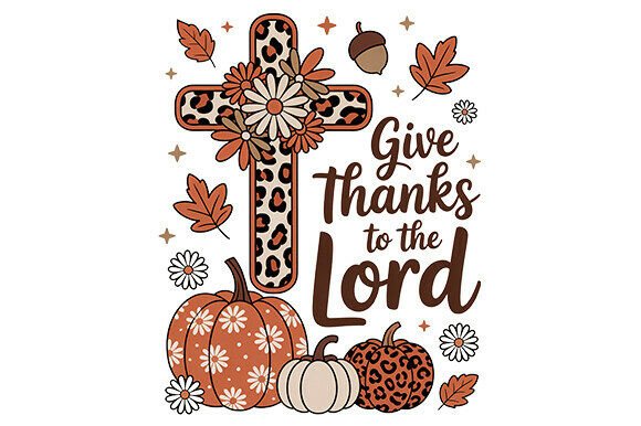 Give Thanks PNG: Autumn Christian Graphics for T-Shirt Designs