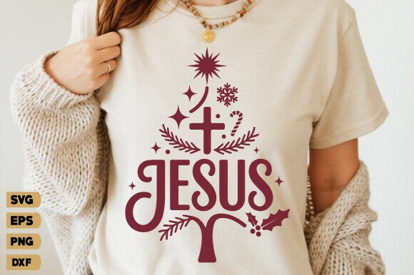 Jesus Christmas Tree SVG & Christian Graphics for T-Shirt Designs