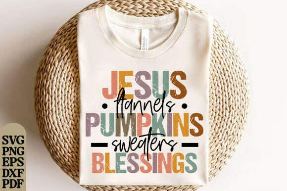 Jesus Pumpkins Blessings PNG, Fall SVG – T-Shirt Graphics for Faith & Autumn Vibes