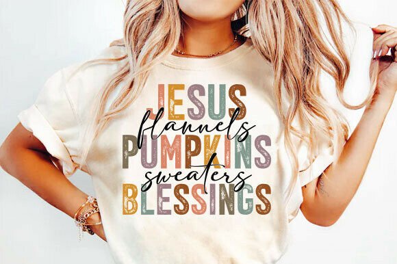 Jesus Pumpkins Blessings PNG: Festive Graphics for Seasonal T-Shirt Designs