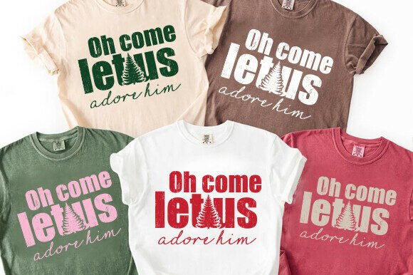 Oh Come Let Us Christian Christmas Graphic for T-Shirt & Craft Designs
