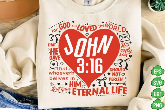 Retro John 3:16 PNG: Christian Valentine Graphics for T-Shirt Designs